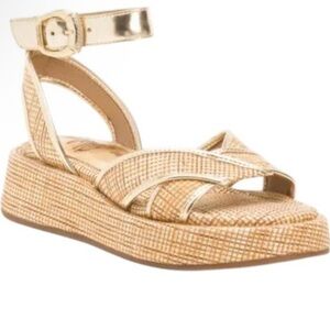 Sam Edelman Nylie Gold Woven Platform Sandals